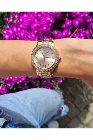 Polo Air Stoned Roman Numeral Women's Wristwatch Copper Color