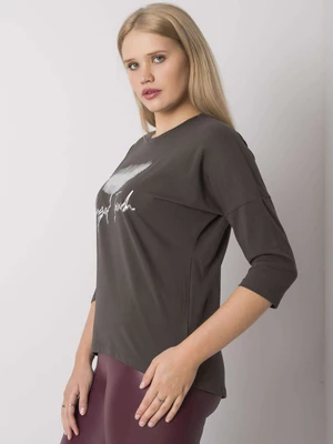 Dark khaki blouse plus size with Dahlea print
