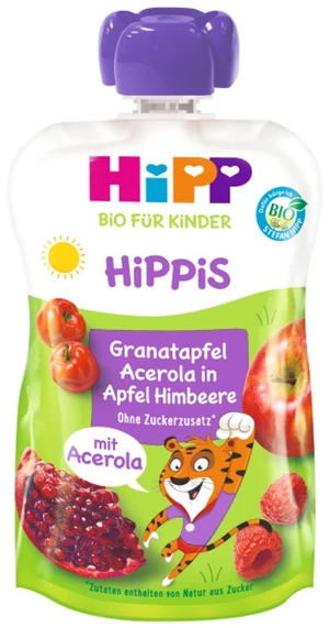 HiPP BIO Hippis 100% ovoce Jablko-Maliny-Granátové jablko-Acerola 100 g