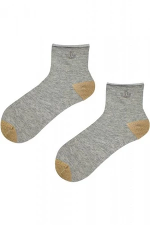 Noviti SB 028 W 03 zlatá lilie šedé Dámské ponožky 39/42 šedá