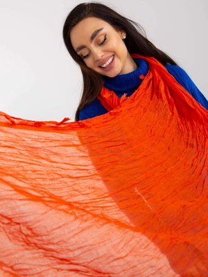 Orange airy women's scarf with pleats