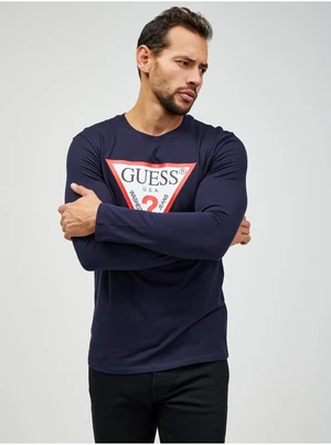 Dark blue Mens Long Sleeve T-Shirt Guess - Men