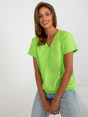 Lime basic loose blouse with buttons