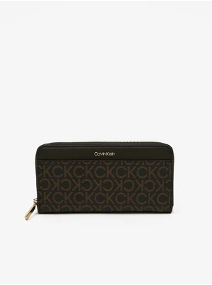Hnědá dámská vzorovaná peněženka Calvin Klein - Dámské