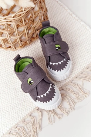 Children's sneakers with Velcro with shark gray