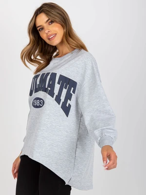 Grey and dark blue hoodie with round neckline