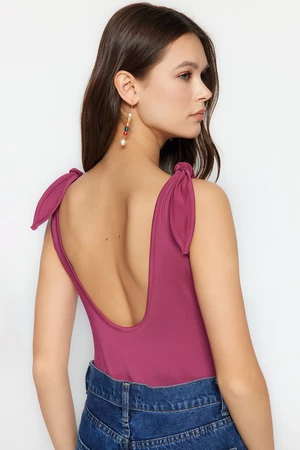 Trendyol Fuchsia Lace-Up Detailed Pool Collar, Low-Cut Back Knitted Body