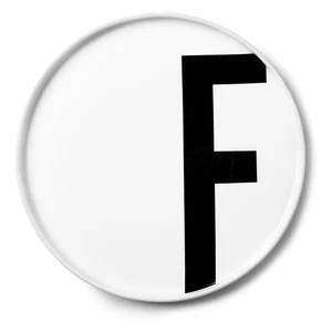 Biely porcelánový dezertný tanier Design Letters F, 21,5 cm