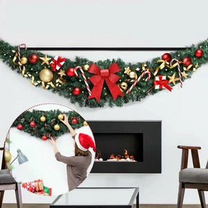180cm 2020 Christmas Garland Green Rattan with Light Merry Christmas Decor for Home Kids Xmas Tree Ornaments