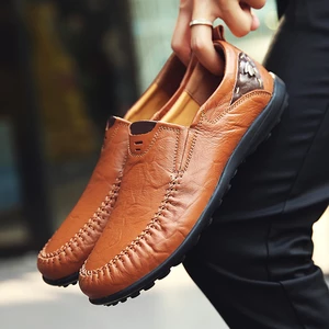 Menico Men Outdoor Comfy Non Slip Soft Sole Business Casual Slip-on Leather Shoes