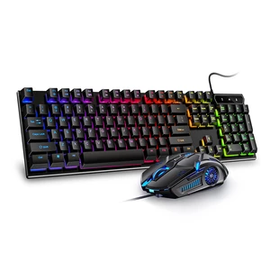 104 Keys USB Wired Gaming Keyboard and Mouse Set Waterproof Silent Changing Backlight Mouse for Computer Desktop Noteboo