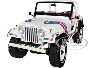 1973 Jeep CJ-5 "Super Jeep" White with Red and Blue Graphics "Artisan Collection" Series 1/18 Diecast Model Car by Greenlight