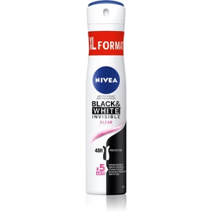 NIVEA Black & White Invisible Clear antiperspirant v spreji pre ženy 200 ml