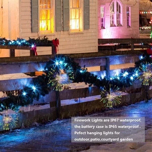 100/200 LED Firework Light 8 Mode Fairy String Lamp with Remote Control for Home Garden Decor