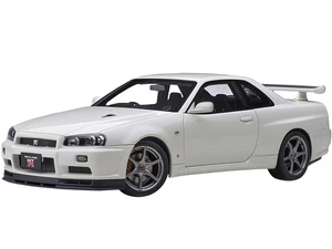 Nissan Skyline GT-R (R34) V-Spec II RHD (Right Hand Drive) White Pearl 1/18 Model Car by Autoart