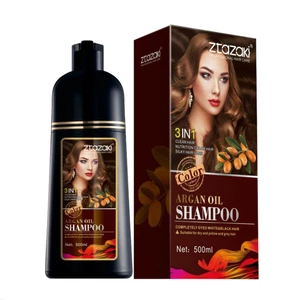 3 in 1 500ml Natural Argan Oil Shampoo Hair Dye Instant Hair Coloring