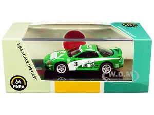 Mitsubishi 3000GT GTO RHD (Right Hand Drive) 3 "Puma" Green and White 1/64 Diecast Model Car by Paragon Models