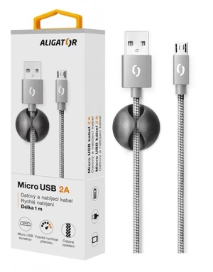 Datový kabel ALIGATOR PREMIUM 2A, MicroUSB, Grey