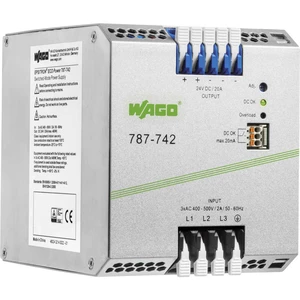 sieťový zdroj na montážnu lištu (DIN lištu) WAGO 787-742 24 V 20 A 480 W