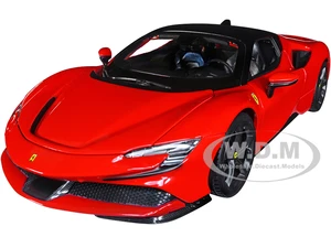 Ferrari SF90 Stradale Red with Black Top "Race  Play" Series 1/18 Diecast Model Car by Bburago