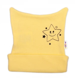Novorozenecká čepička Baby Nellys, Baby Little Star - žlutá, vel. 50 (0-1m)