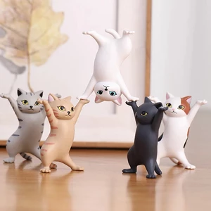 1 PC Cartoon Dancing Cat Figure Doll Figurines Handmade Enchanting Kittens Toy for Office Pen Holder AirPods Desktop Dis