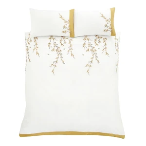 Bielo-žlté obliečky Catherine Lansfield Embroidered Blossom, 220 x 230 cm