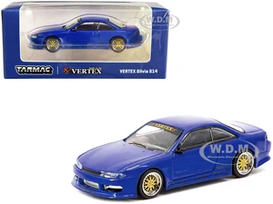 Nissan VERTEX Silvia S14 RHD (Right Hand Drive) Blue Metallic "Global64" Series 1/64 Diecast Model Car by Tarmac Works