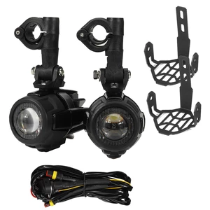 12V/24V 10-30V 60W 4000LM Pair Second Generation Motorcycle LED Auxiliary Fog Spot Light with Protector Cover and Wiring