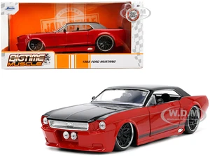 1965 Ford Mustang Custom Red and Black "Bigtime Muscle" Series 1/24 Diecast Model Car by Jada