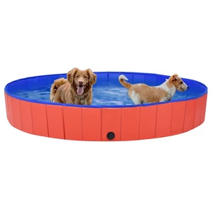 [EU Direct] vidaxl 92600 Foldable Dog Swimming Pool Red 200x30 cm PVC Puppy Bath Collapsible Bathing for Cats Playing Ki