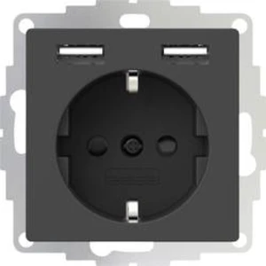 Zásuvka do zdi 2USB 2U-449351 VDE, s USB, dětská ochrana, IP20, antracitová
