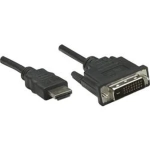 DVI / HDMI kabel Manhattan [1x HDMI zástrčka - 1x DVI zástrčka 24+1pólová] černá 3.00 m
