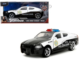 2006 Dodge Charger Police Black and White "Policia Civil" "Fast &amp; Furious" Series 1/32 Diecast Model Car by Jada