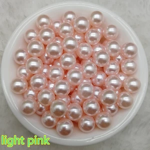 4 / 6 / 8 /10mm No Hole Beads Light Pink Acrylic Round Pearl Loose Beads For Jewelry Making DIY