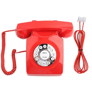 Western Style Vintage Antique Telephone Numbers Storage Clear Sound Retro Telephone - Red