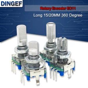 5PCS/LOT 20 Position 360 Degree Rotary Encoder EC11 w Push Button 5Pin Handle Long 15/20MM With A Built In Push Button Switch 5