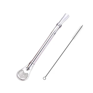 Stainless Steel Tea Filter Yerba Mate Tea Straws Bombilla Gourd Reusable Tea Tools Drinking Straw Spoon Washable Coffee Tea Tool