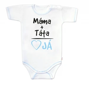 Body krátký rukáv s vtipným textem Baby Nellys, Máma+Táta, kluk, vel. 74 (6-9m)