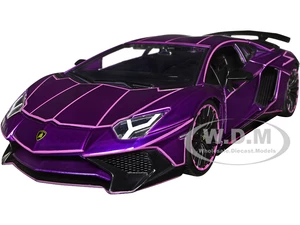 Lamborghini Aventador SV Candy Purple with Pink Graphics "Pink Slips" Series 1/24 Diecast Model Car by Jada
