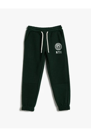 Koton College Jogger Sweatpants with Drawstring Waist Tie Pocket