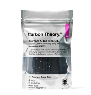 Carbon Theory Exfoliační tělové mýdlo Charcoal & Tea Tree Oil Breakout Control (Exfoliating Body Bar) 100 g
