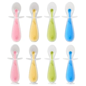 Baby Soft Silicone Training Spoon Suction Cup for Baby Weaning Dishwasher Safe
