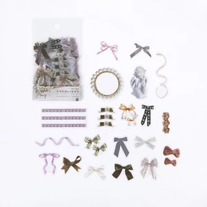 40 pcs /Pack Elegant Lace Ribbon Bow PVC Diary Notebook Stickers DIY Decorative Sealing Paste