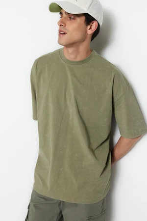 Trendyol Basic Oversize / Wide-Fit Krátký rukáv Wear / Vybledlý efekt 1 bavlněné tričko