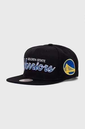 Šiltovka s prímesou vlny Mitchell&Ness NBA GOLDEN STATE WARRIORS čierna farba, s nášivkou