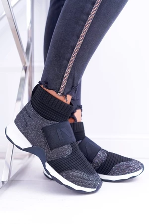 Női sportcipő Lu Boo egy zokni brokát fekete phantom