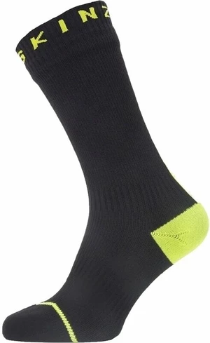 Sealskinz Waterproof All Weather Mid Length Sock With Hydrostop Black/Neon Yellow XL Fahrradsocken