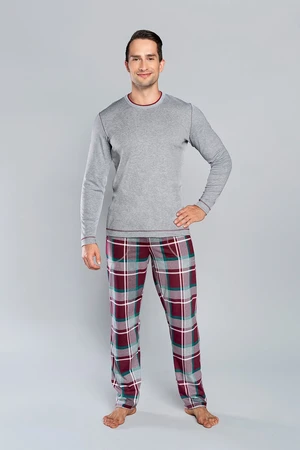 Men's pajamas Walenty, long sleeves, long trousers - melange/print