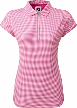 Footjoy Houndstooth Print Cap Sleeve Womens Polo Shirt Hot Pink XS